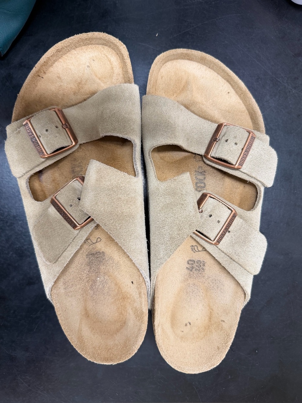 Birkenstock Arizona - Suede Buckle Clog in Light Tan/Taupe
